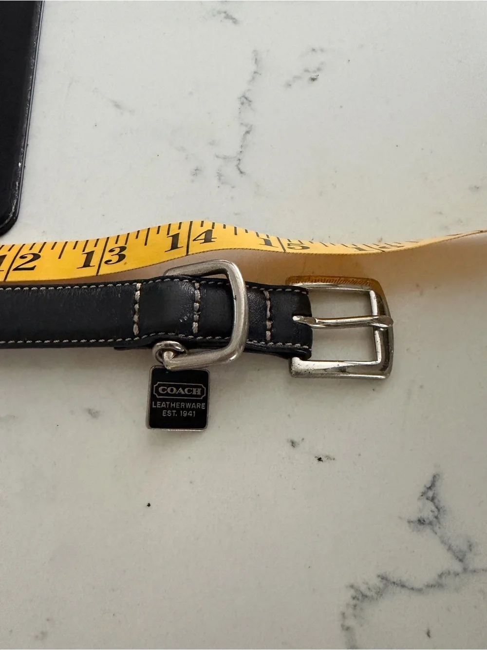 Coach Black Leather Dog Collar with Signature Tag and Silver Hardware